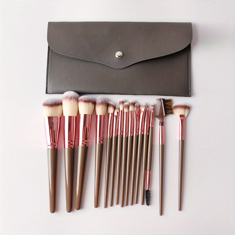 15pcs Professional Makeup Brush Set with Carry Bag - Clickilix