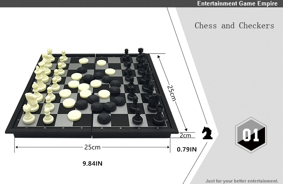 Magnetic Chess & Checkers Educational Game Board