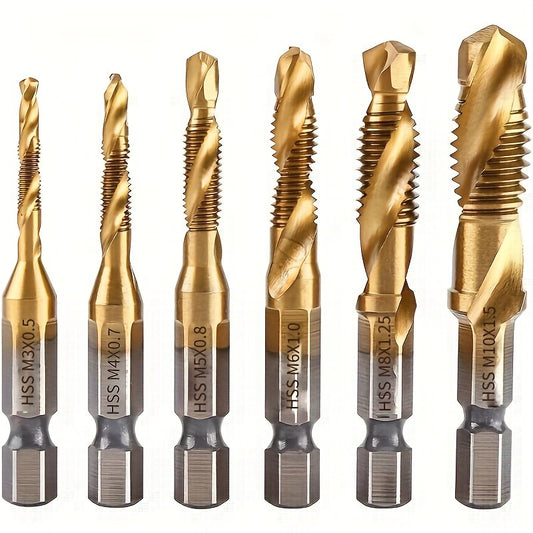 GOXAWEE 6pcs Titanium Drill Tap Set for Wood & Metal - Clickilix