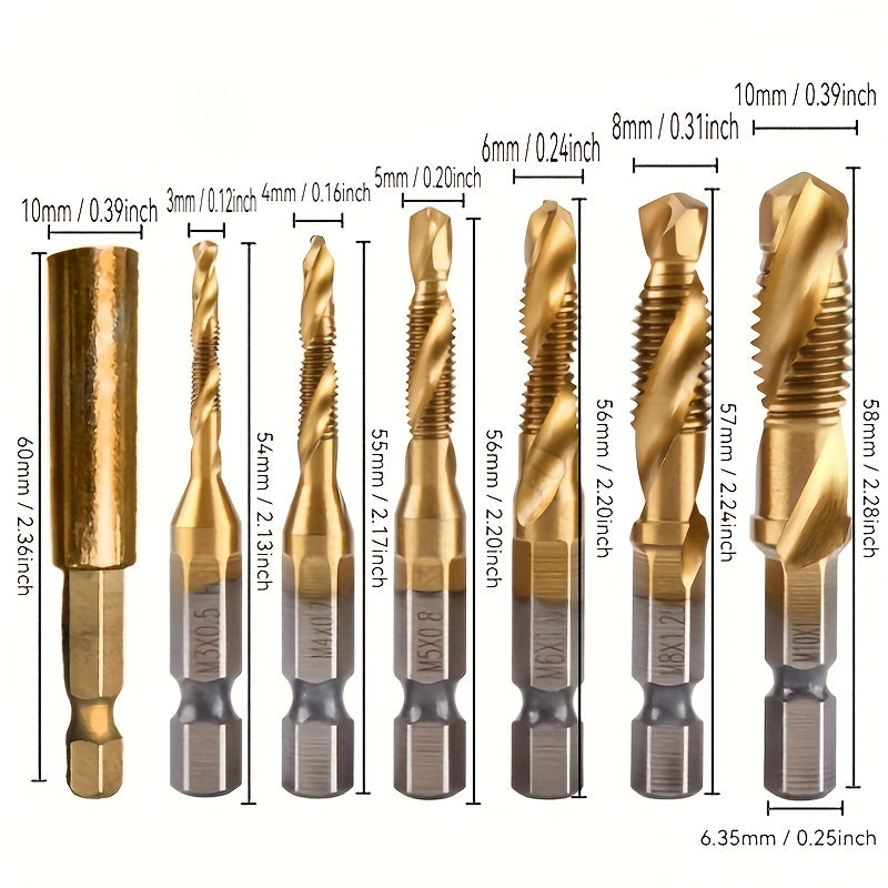 GOXAWEE 6pcs Titanium Drill Tap Set for Wood & Metal - Clickilix