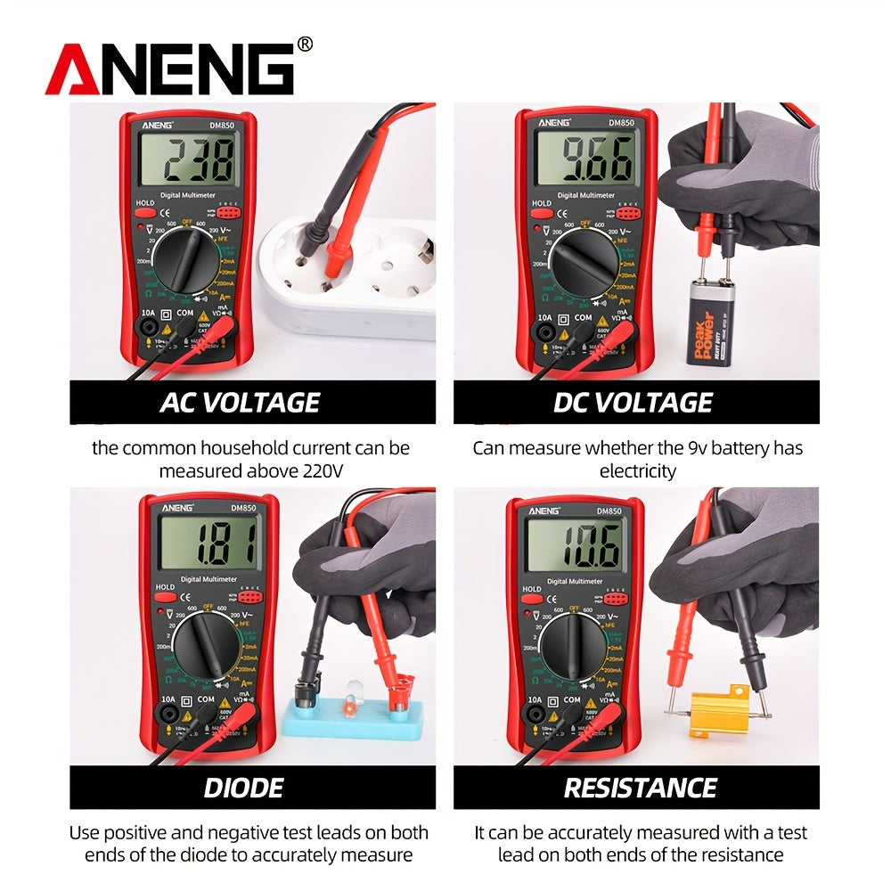 DM850 Digital Multimeter – Auto AC/DC Voltage Tester - Clickilix