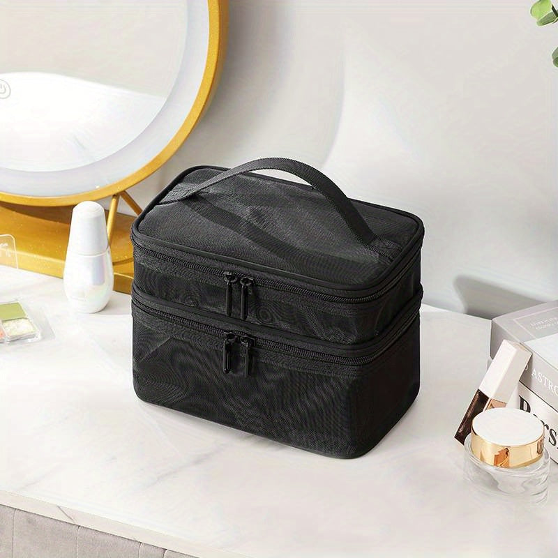 Double Layer Travel Cosmetic Bag – Mesh Makeup Organizer - Clickilix