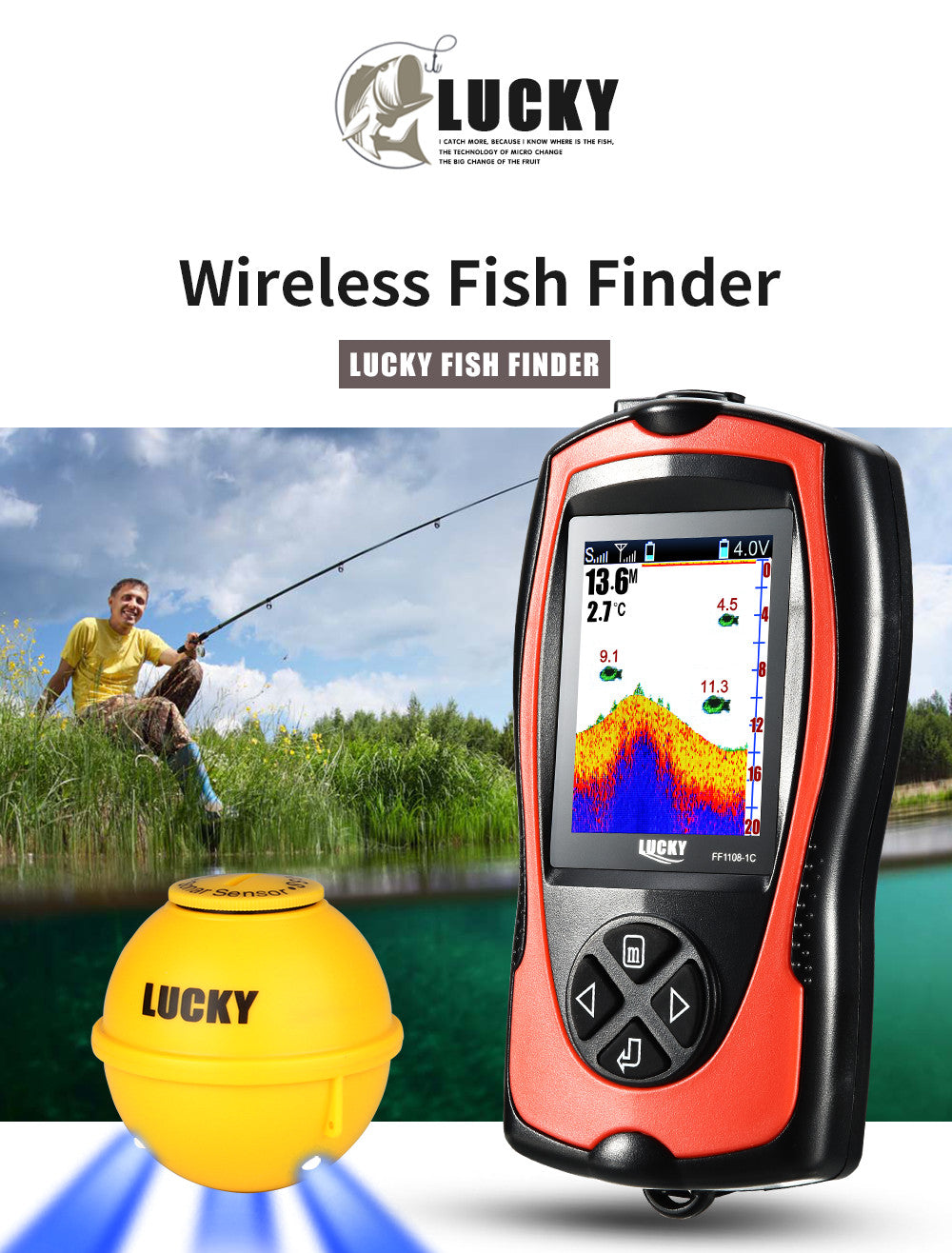 LUCKY Wireless Portable Fish Finder Sonar