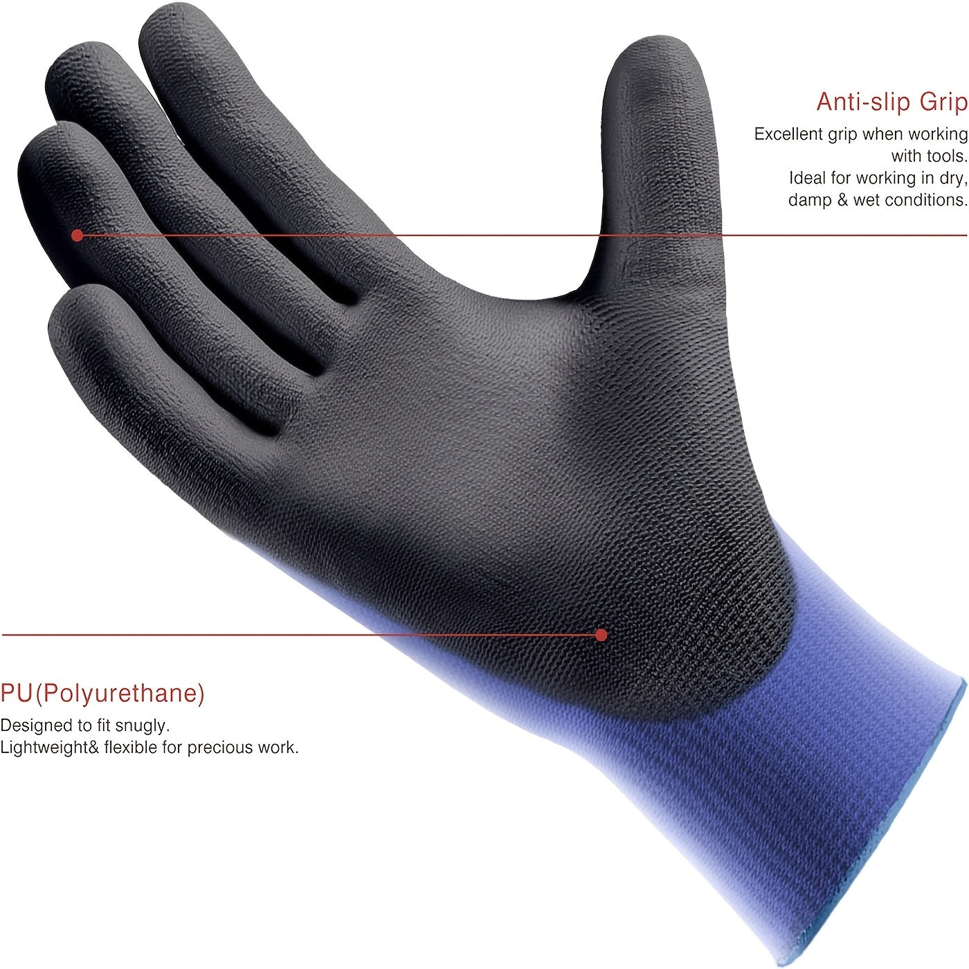 12 Pairs Ultra-Thin Safety Work Gloves - Clickilix