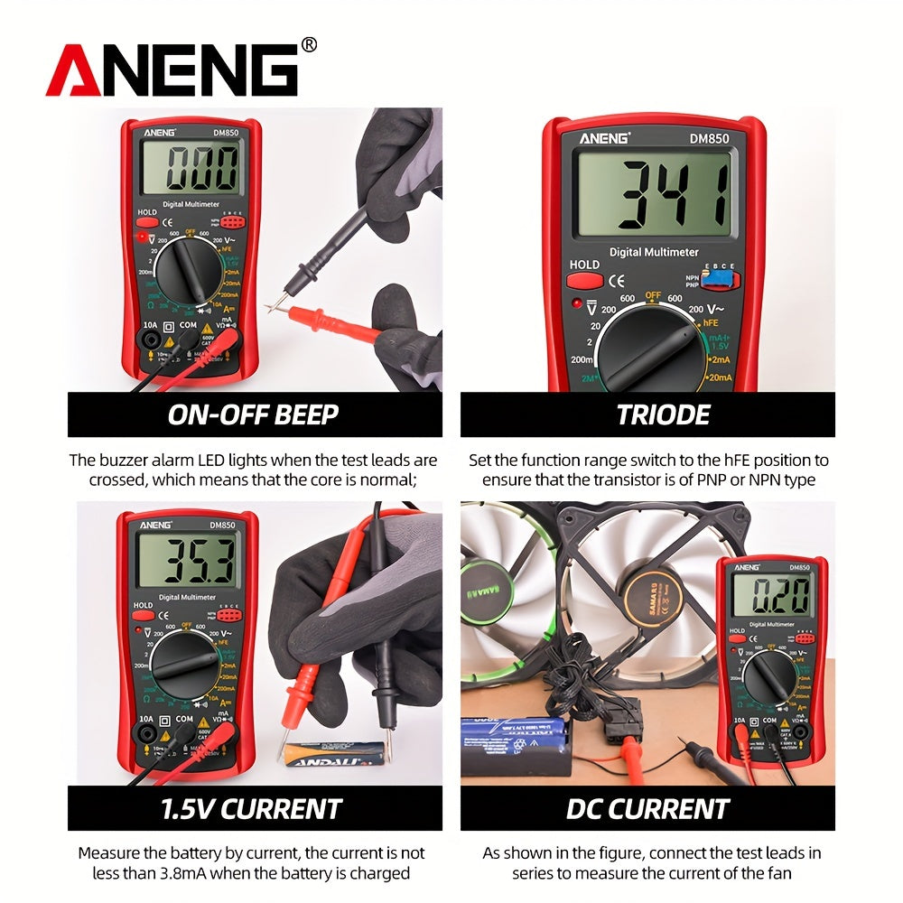 DM850 Digital Multimeter – Auto AC/DC Voltage Tester - Clickilix
