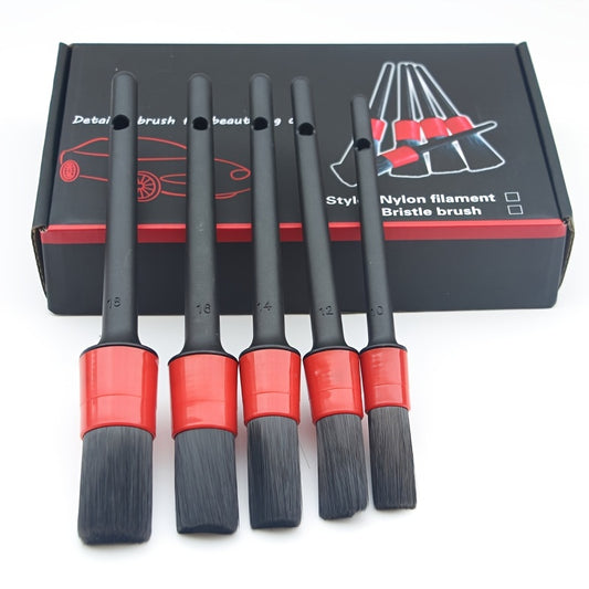 5pcs Car Detailing Brush Set – Interior Cleaning Tools - Clickilix