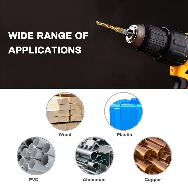 GOXAWEE 6pcs Titanium Drill Tap Set for Wood & Metal - Clickilix