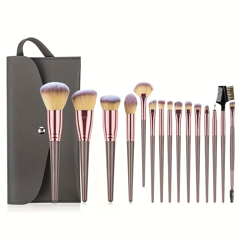 15pcs Professional Makeup Brush Set with Carry Bag - Clickilix