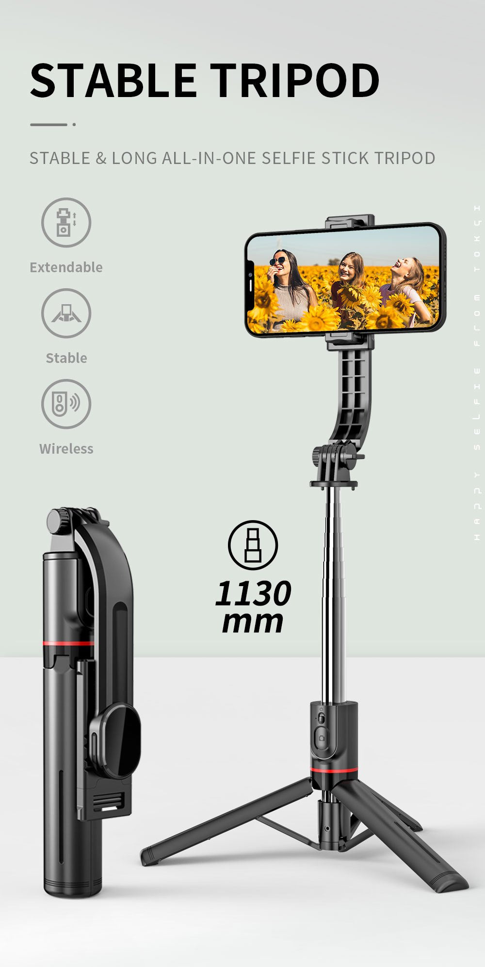 Selfie Stick Tripod with Wireless Remote