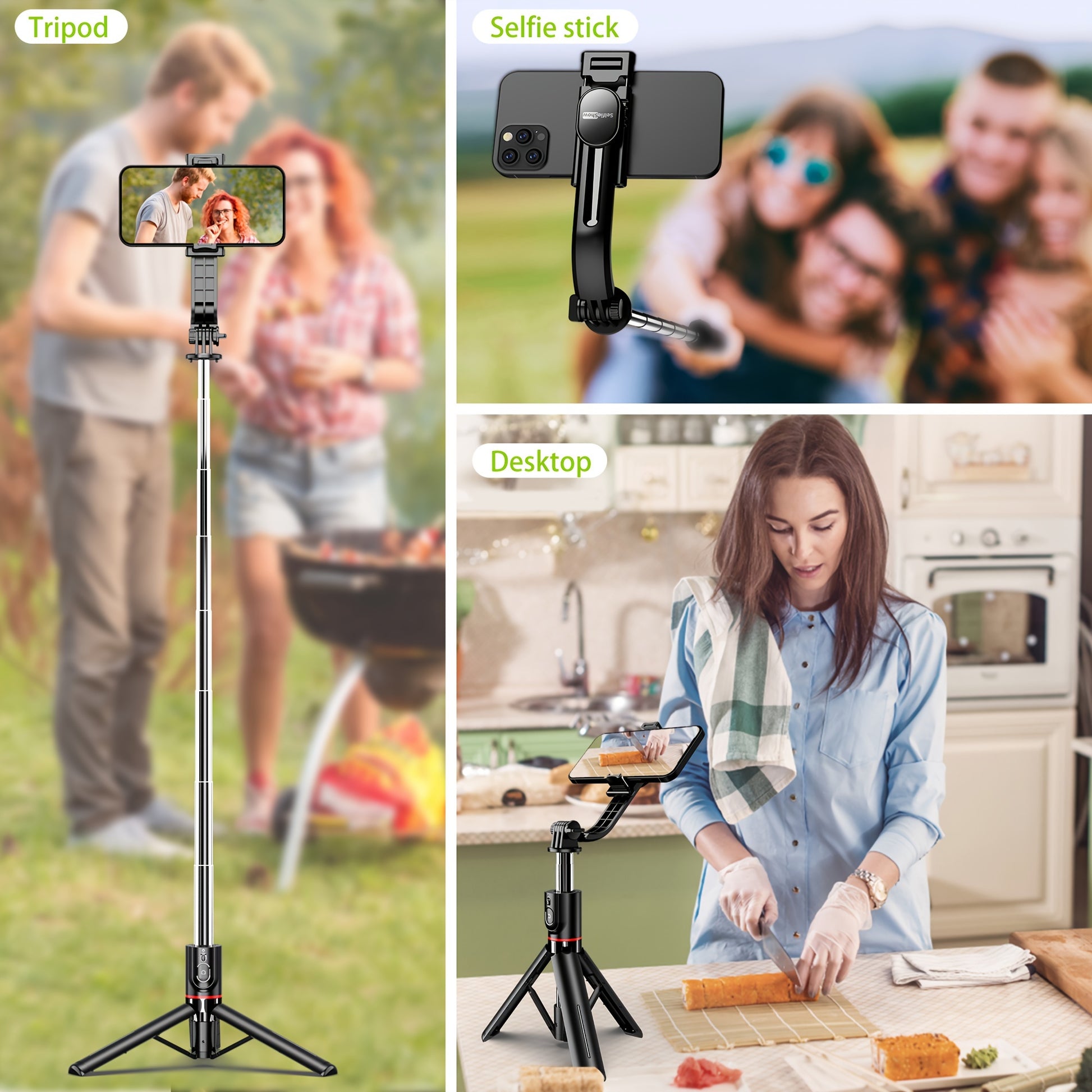 44-Inch Selfie Stick Tripod with Wireless Remote Control - Clickilix