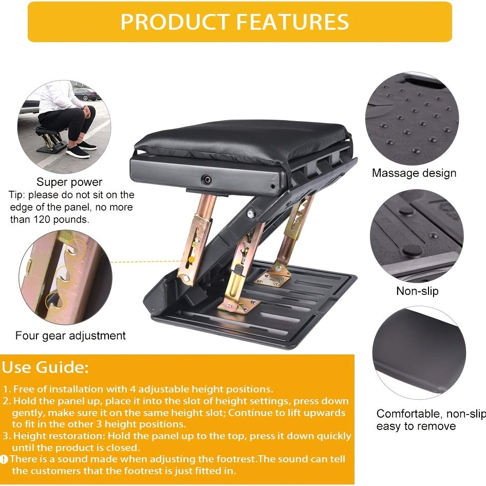 Ergonomic Adjustable Footrest for Office & Home