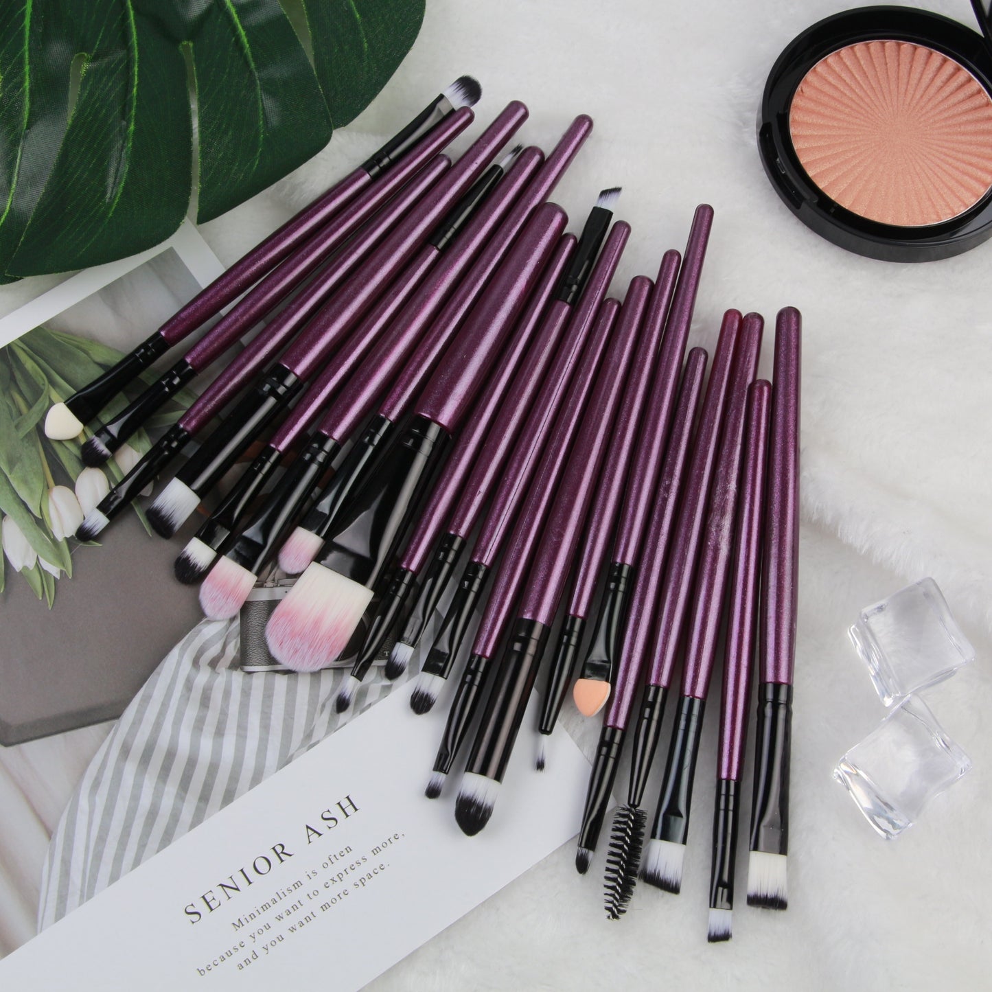 20/23pcs Professional Makeup Brush Set – Black or Purple - Clickilix