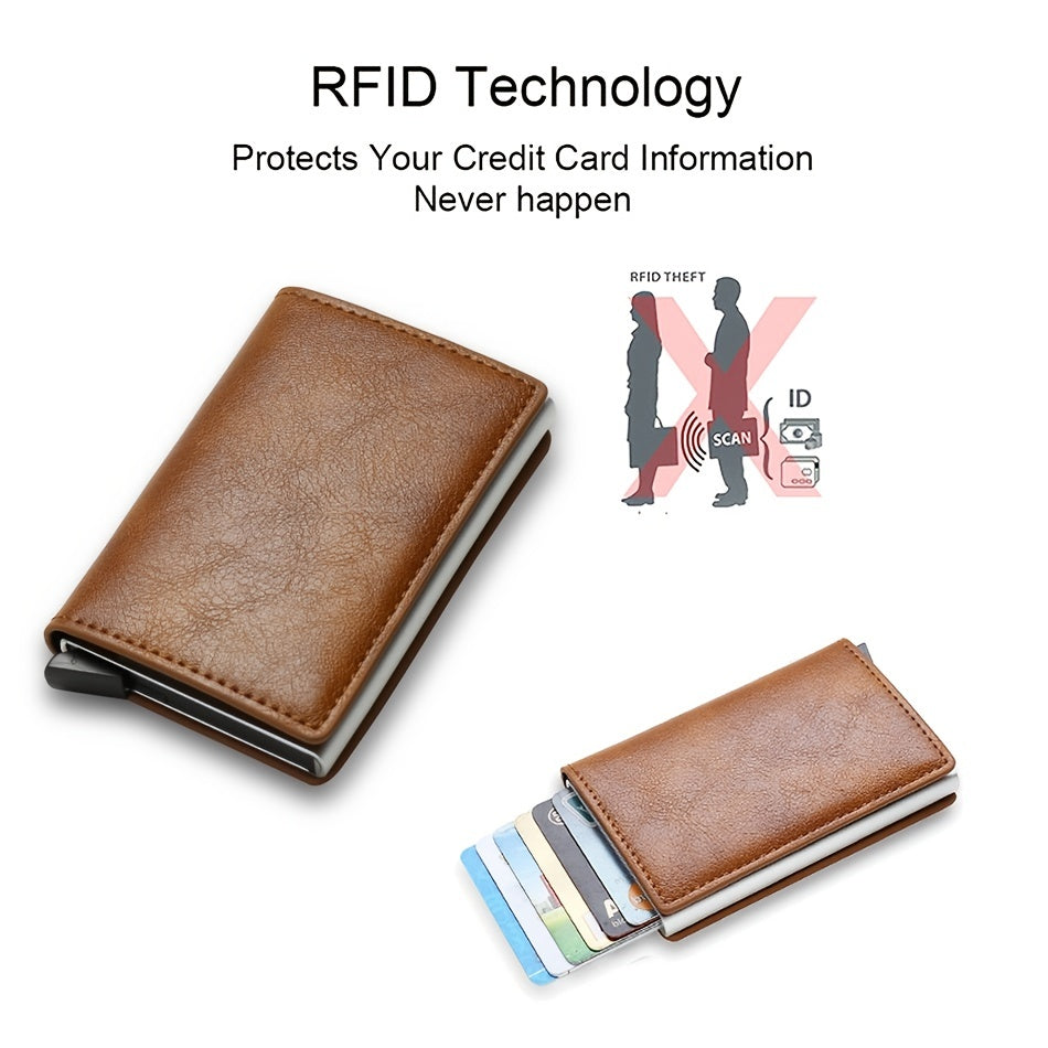 Men’s RFID Trifold Wallet – Carbon Fiber PU Leather