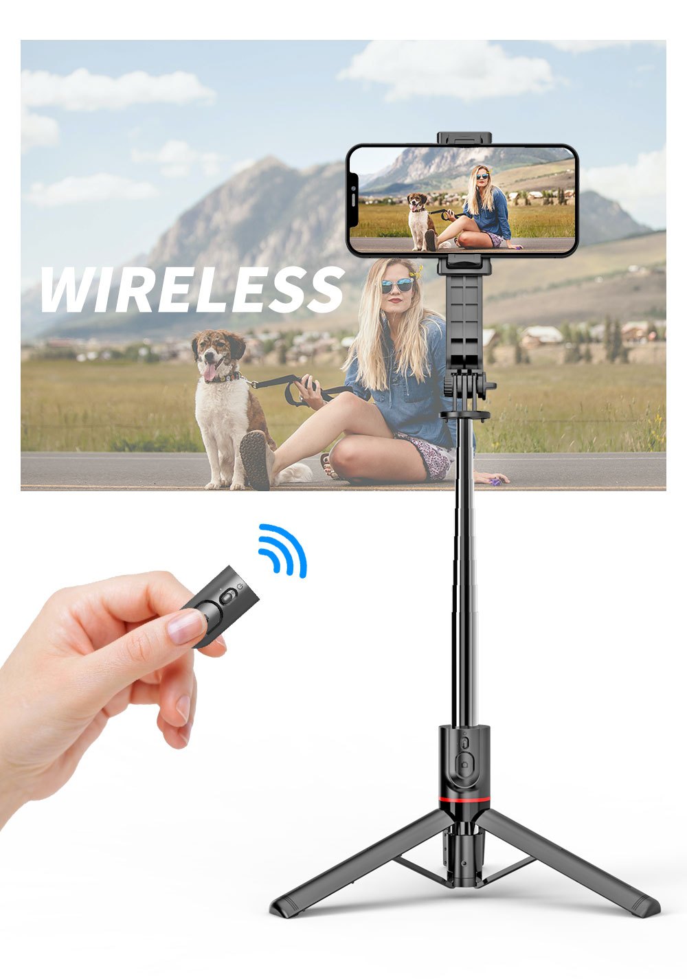 Selfie Stick Tripod with Wireless Remote