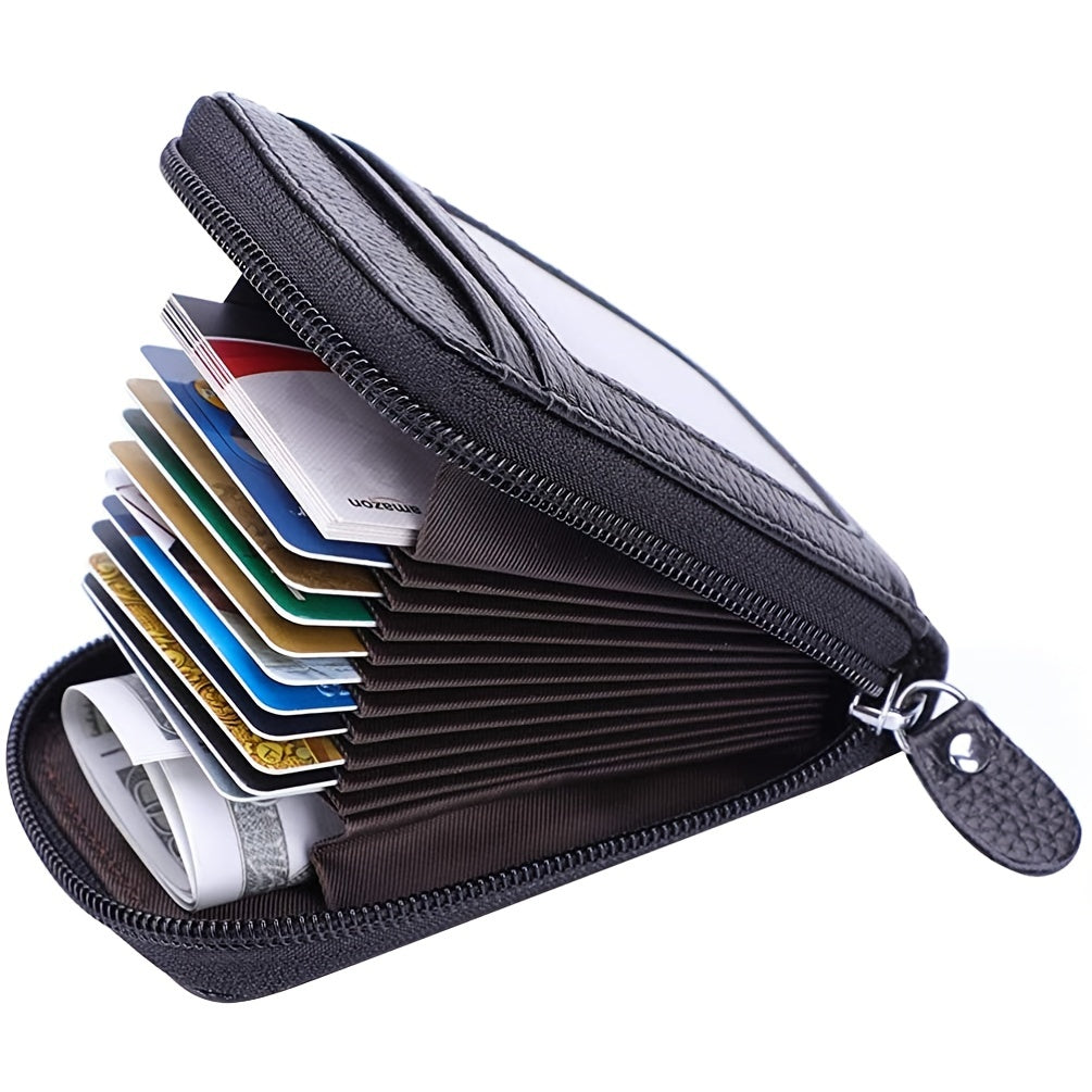 RFID Leather Wallet with Zipper for Men