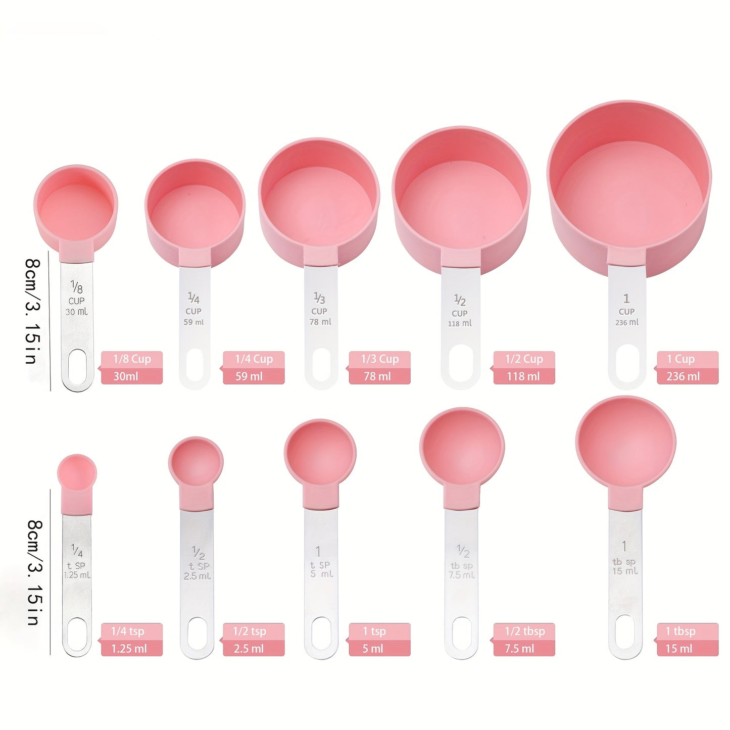 10pcs Premium Measuring Cups & Spoons – Stainless Steel - Clickilix