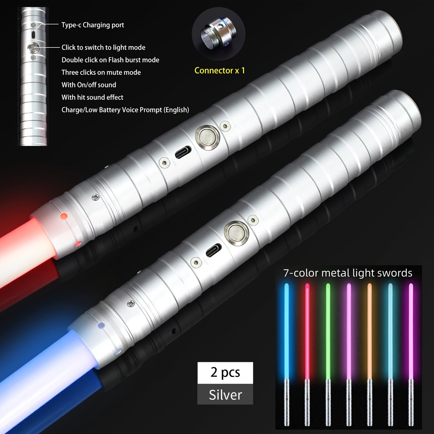 Rechargeable LED Light Sword with Metal Handle