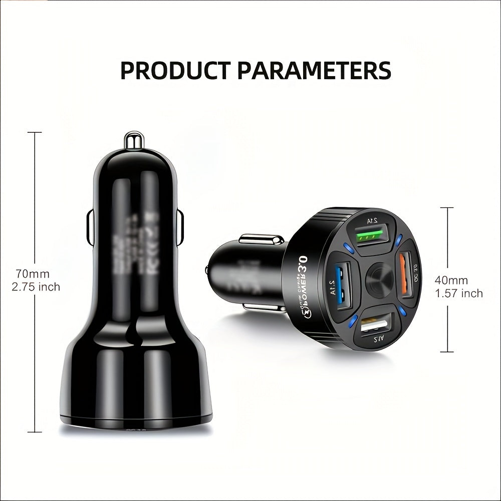 4-in-1 USB Car Charger – Fast Multi-Port Adapter - Clickilix