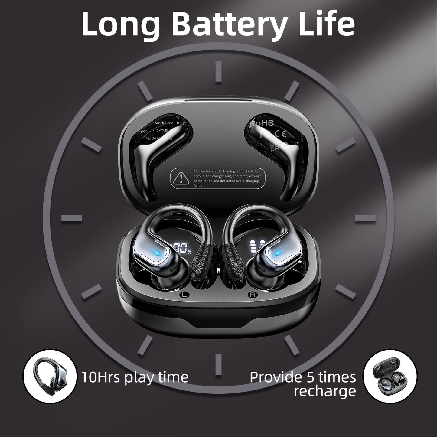 LIFEBEE Wireless Earbuds with Pure Bass & Earhooks - Clickilix