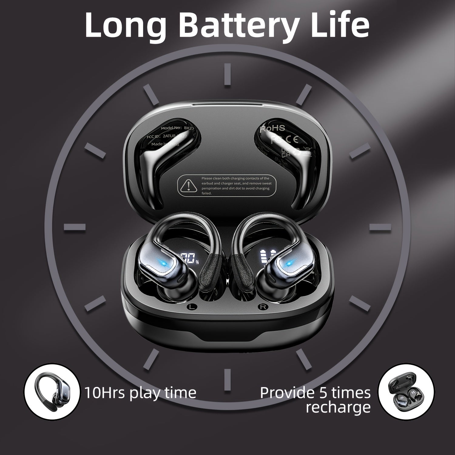 LIFEBEE Wireless Earbuds with Pure Bass & Earhooks - Clickilix