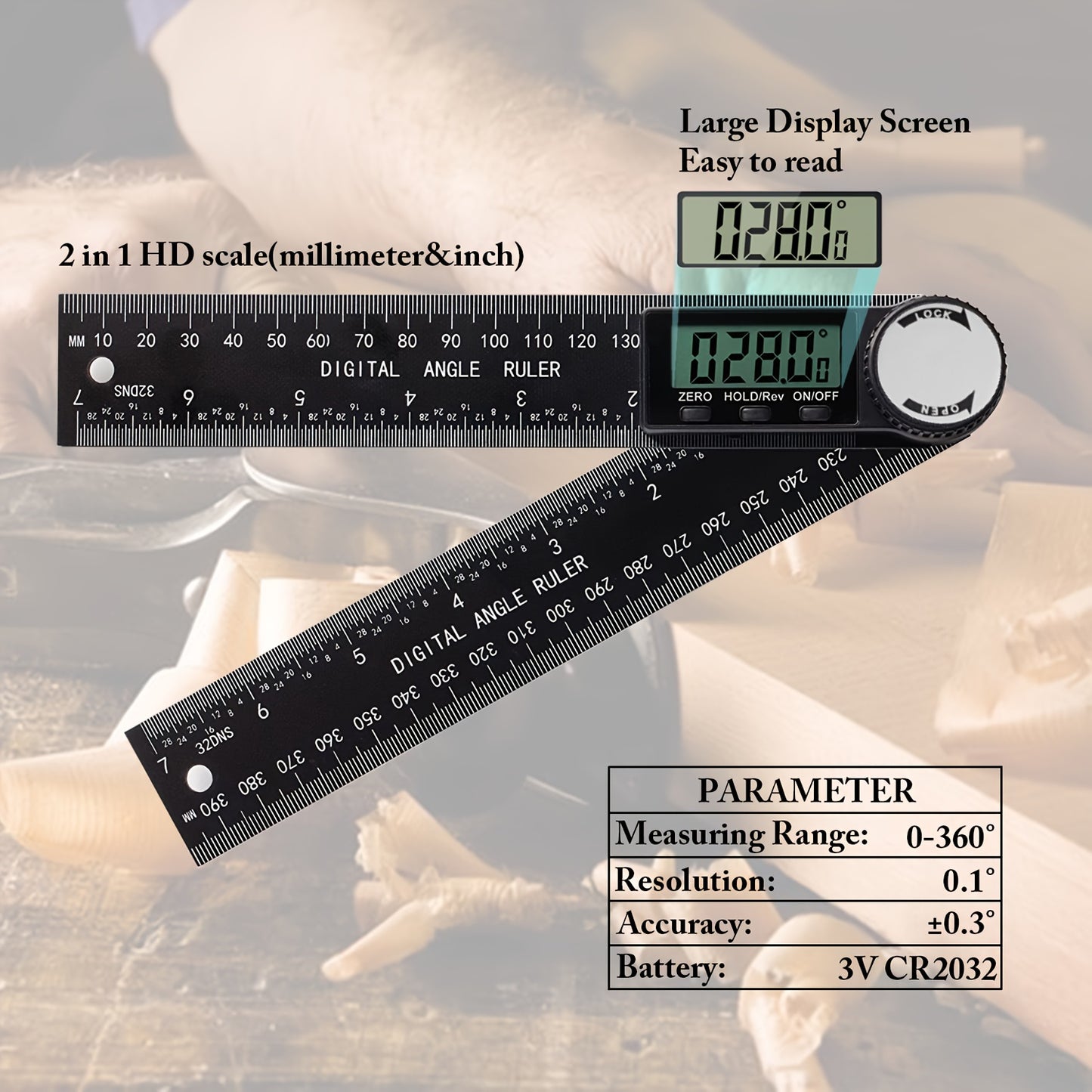 2-in-1 Digital Angle Finder Ruler – 7" / 200mm Tool - Clickilix