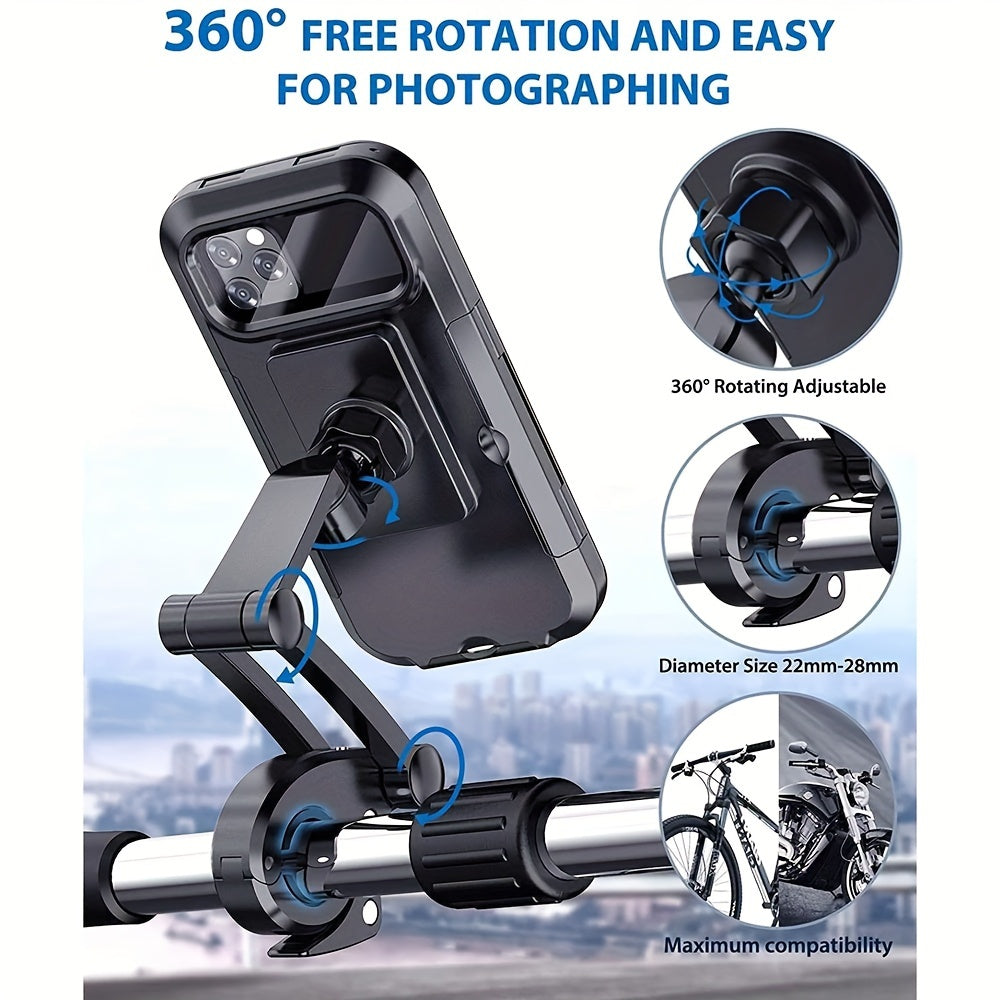 Waterproof Motorcycle Phone Mount – 360° Swivel Rotation Holder