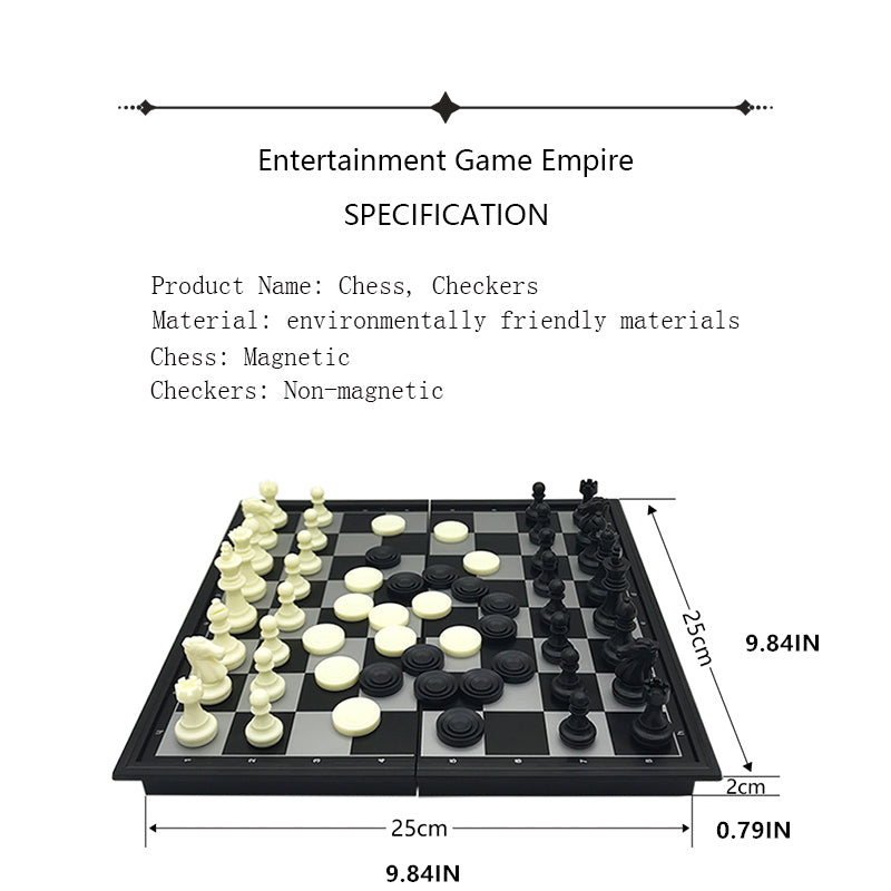 Magnetic Chess & Checkers Educational Game Board