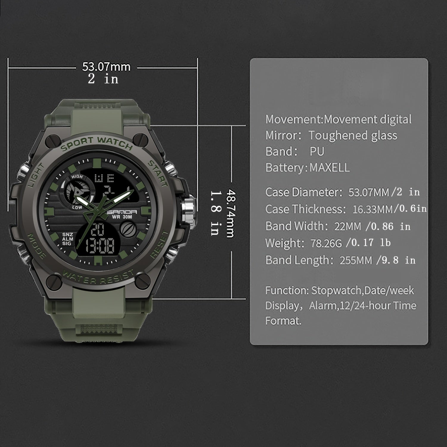 HOOSHU SportsMaster Men’s Outdoor Dual Watch - Clickilix